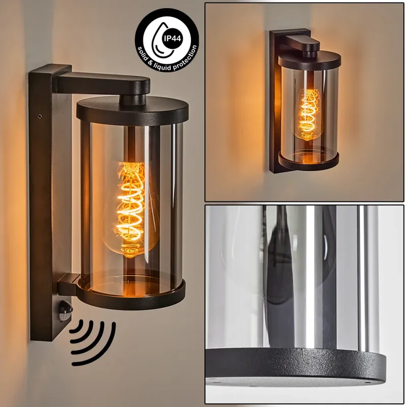 Gratis Retour Telhada Buitenlicht, Wandlamp voor buiten Zwart, 1-licht, Bewegingsmelder