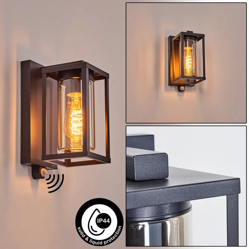 Portalis Wandlamp voor buiten Zwart, 1-licht, Bewegingsmelder Koopje