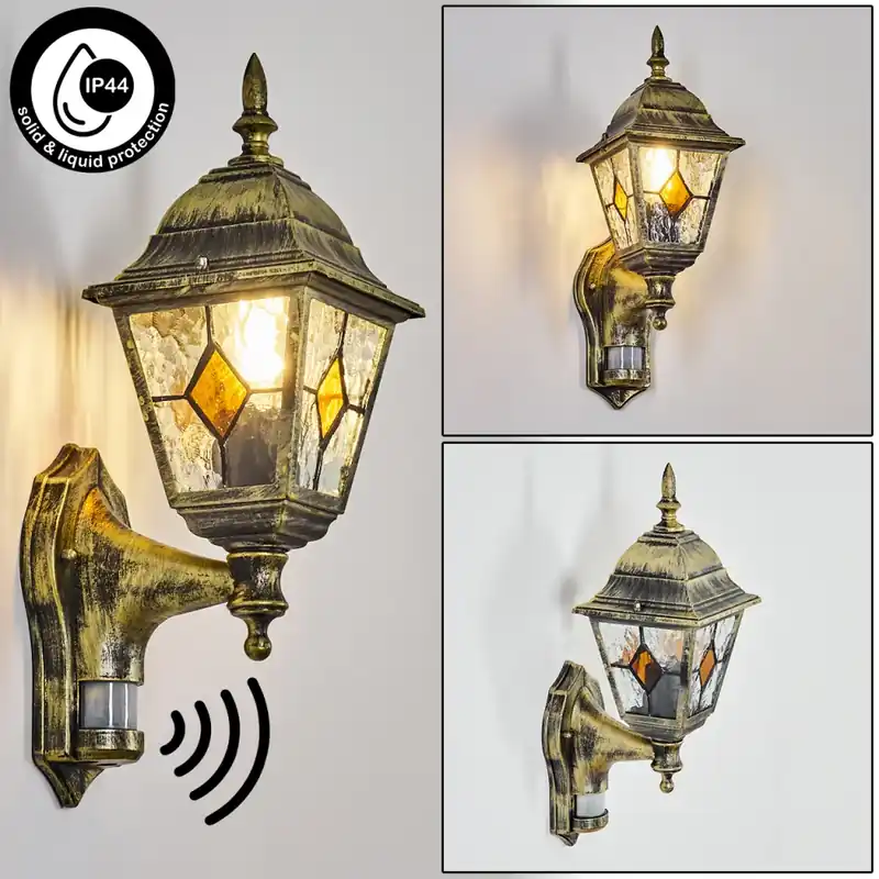 Alleen Vandaag Naofe Wandlamp voor buiten, Wandlamp Goud, Zwart, 1-licht, Bewegingsmelder