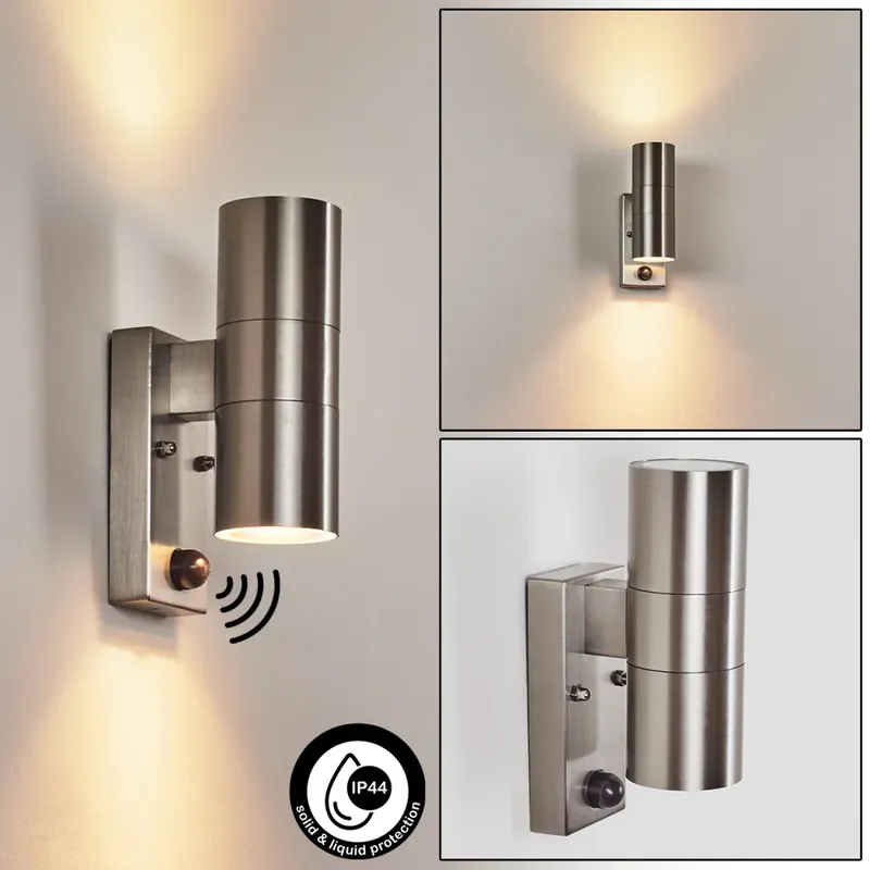 Finale Uitverkoop Bessiebelle Buiten muurverlichting roestvrij staal, 2-lichts, Bewegingsmelder