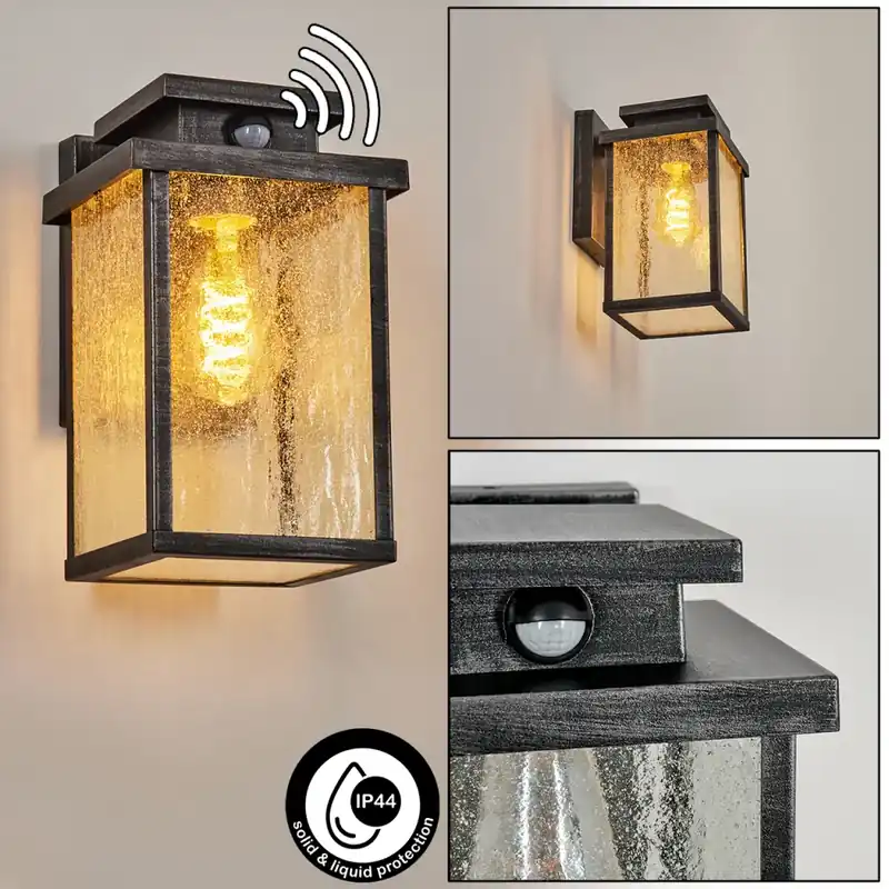 Betaalbaar Tieva Buiten muurverlichting Zwart, Zilver, 1-licht, Bewegingsmelder