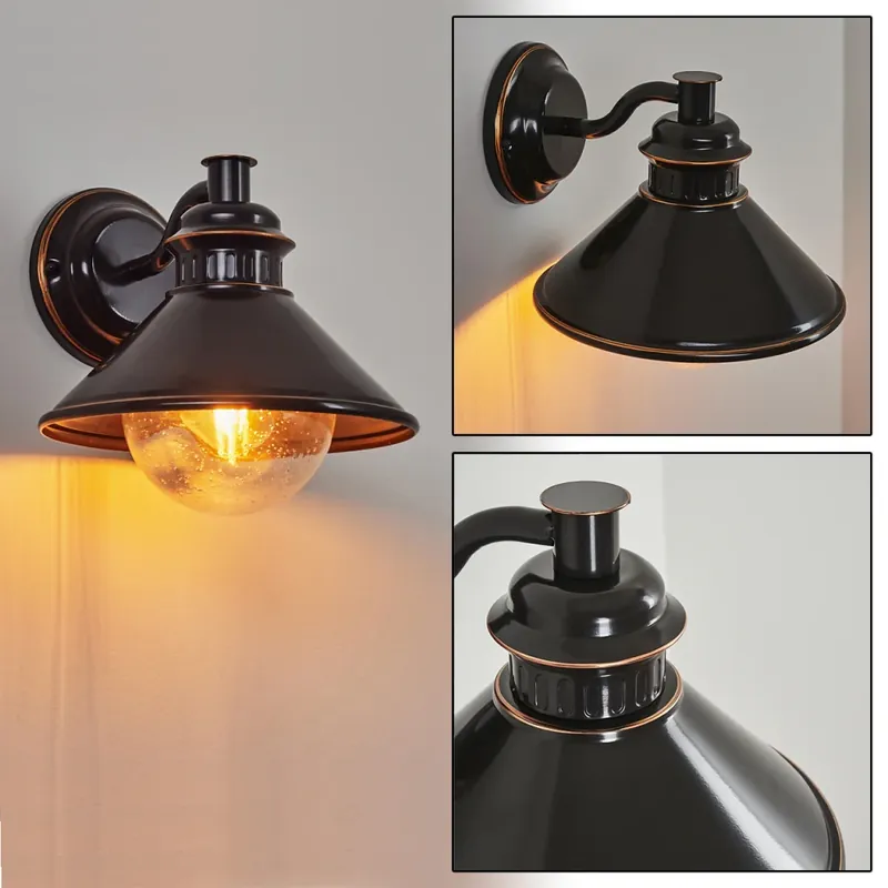 Bocholt Buiten muurverlichting Bruin, Koperkleurig, Zwart, 1-licht Nieuw Model
