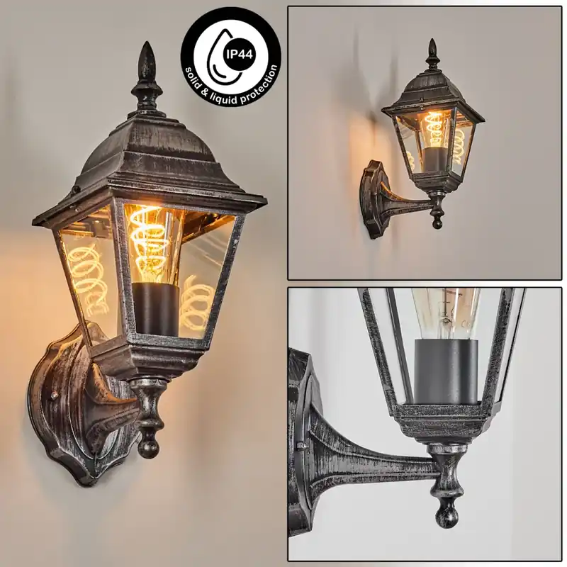 Naofe Wandlamp voor buiten, Wandlamp Zwart, Zilver, 1-licht Uitverkoop