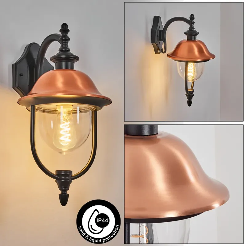 Gascon Wandlamp voor buiten, Wandlamp Koperkleurig, Zwart, 1-licht Modern