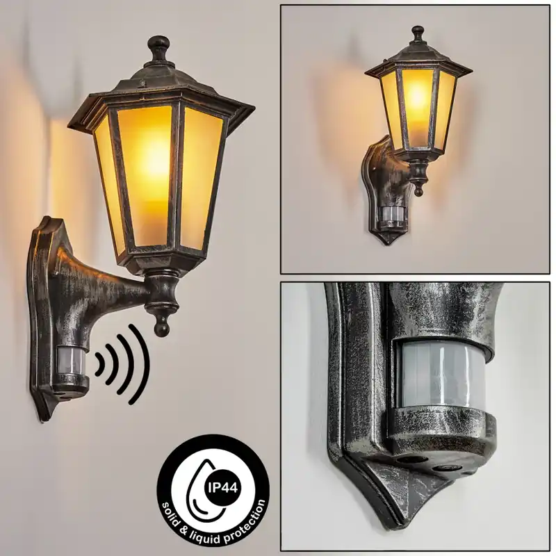 Origineel Loria Buiten muurverlichting Zwart, Zilver, 1-licht, Bewegingsmelder