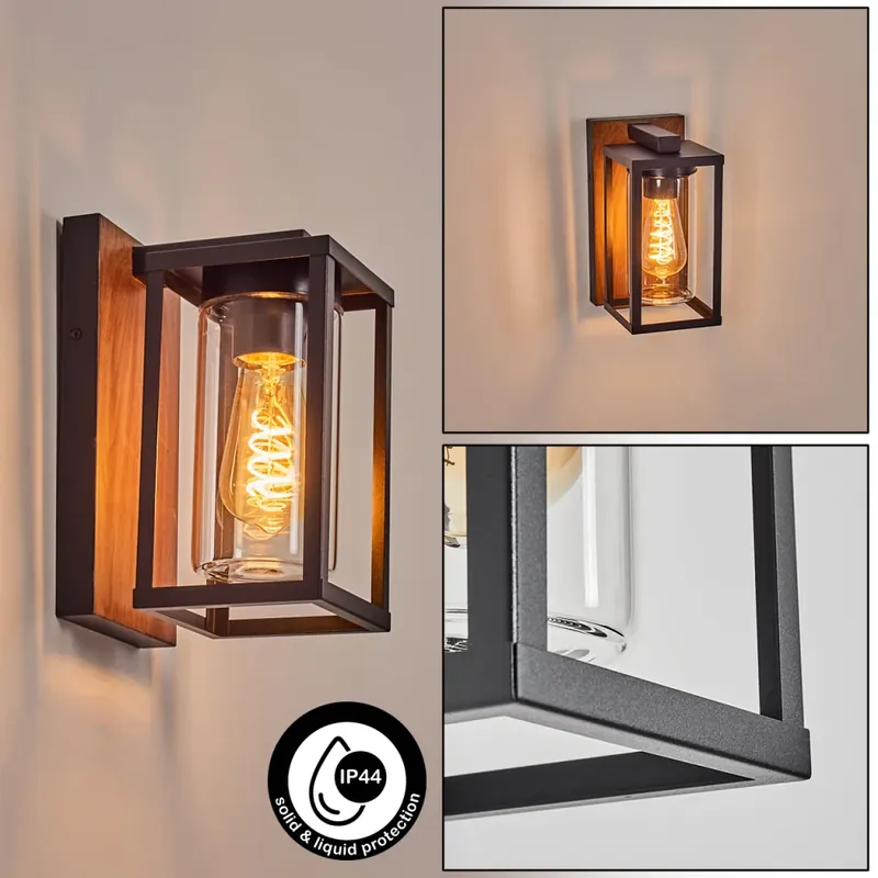 Portalis Wandlamp voor buiten Bruin, houtlook, Zwart, 1-licht Uitverkoop