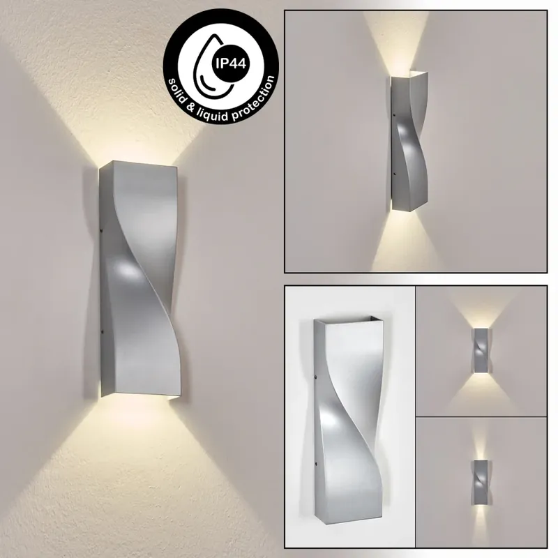 Halan Wandlamp voor buiten, Licht omhoog & omlaag, Wandlamp LED Zilver, 2-lichts Populair