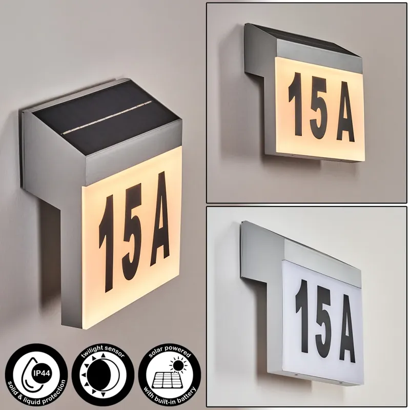 Vanhaniemi Wandlamp voor buiten, Huisnummer licht LED Grijs, Wit, 1-licht Beperkt Aanbod