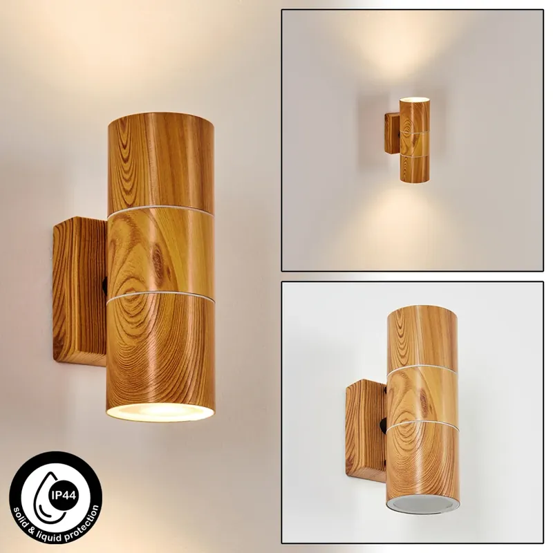 Tenvik Buiten muurverlichting Bruin, houtlook, Zwart, 2-lichts Modern