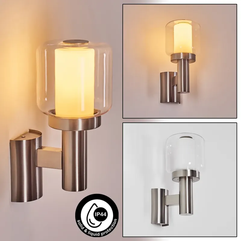 Beira Wandlamp voor buiten, Wandlamp Nikkel mat, 1-licht Ambachtelijk