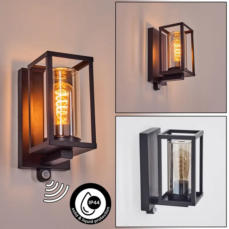 Portalis Wandlamp voor buiten Zwart, 1-licht, Bewegingsmelder Goedkoop