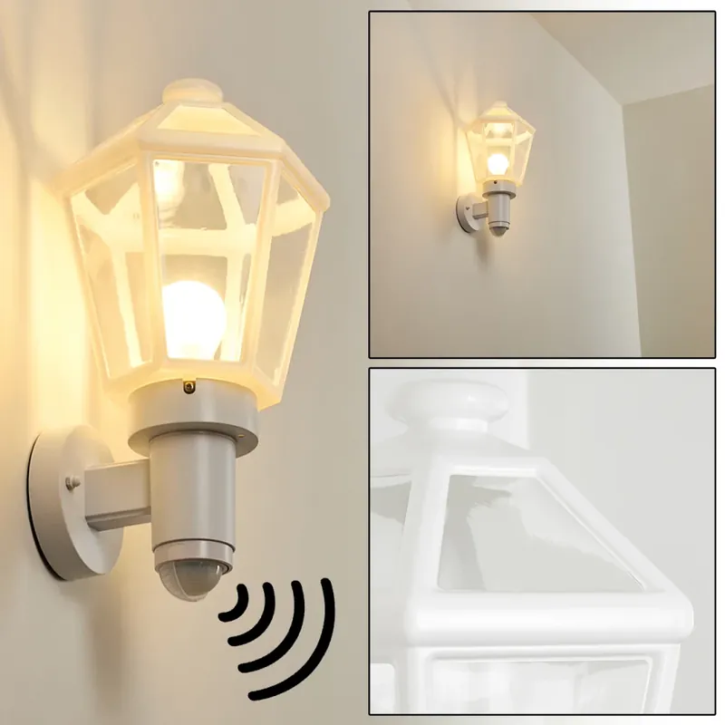 Catigny Buiten muurverlichting Wit, 1-licht, Bewegingsmelder Nieuwe Collectie
