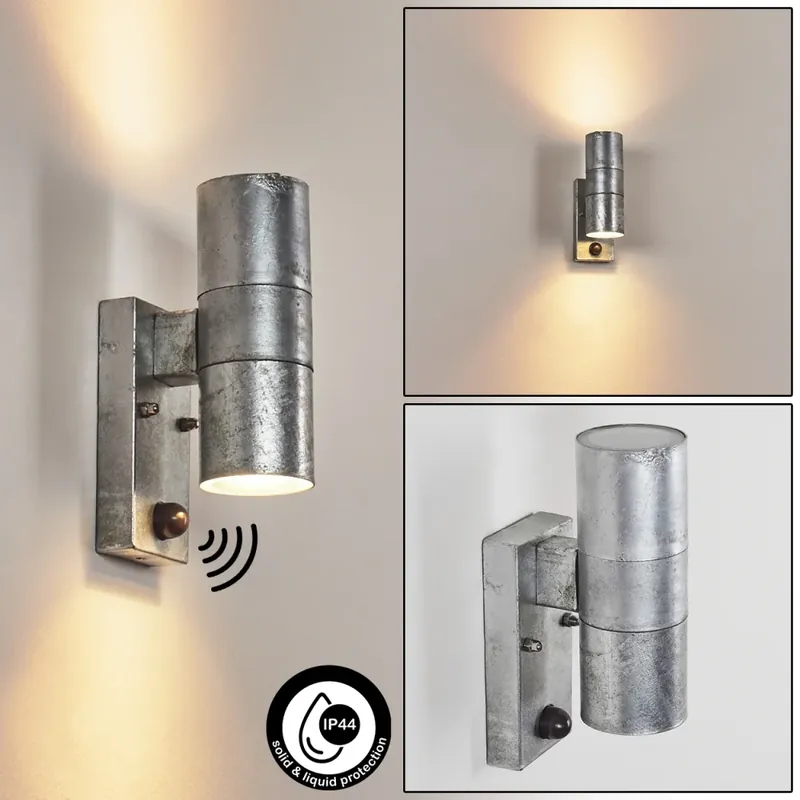 Bessiebelle Buiten muurverlichting Gegalvaniseerd, 2-lichts, Bewegingsmelder Veilige Betaling
