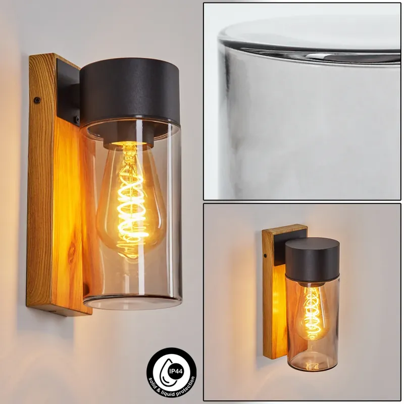 Garantie Inbegrepen Tabary Buiten muurverlichting Bruin, houtlook, Zwart, 1-licht