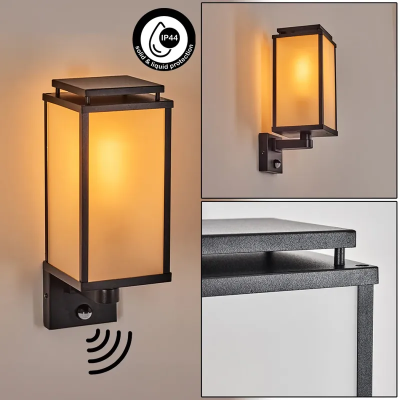 Cadafaes Wandlamp voor buiten Zwart, 1-licht, Bewegingsmelder Express Levering