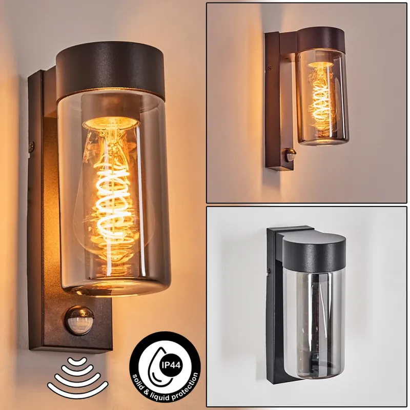 Encoberta Buitenlicht, Wandlamp voor buiten Zwart, 1-licht, Bewegingsmelder Nieuw Model