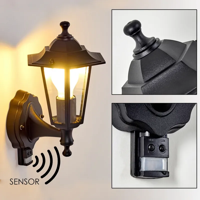 Must-Have Valtimo Buiten muurverlichting Zwart, 1-licht, Bewegingsmelder