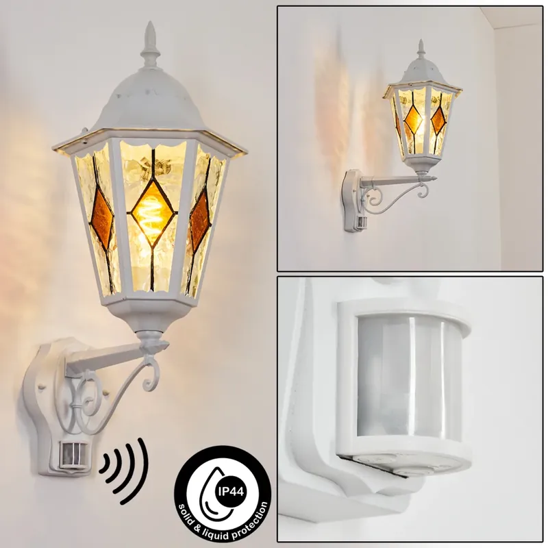 Uitverkoop Hongkong Wandlamp voor buiten, Wandlamp Wit, 1-licht, Bewegingsmelder