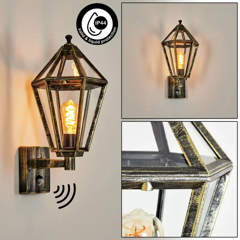 Falfosa Wandlamp voor buiten Goud, Zwart, 1-licht, Bewegingsmelder Speciale Aanbieding