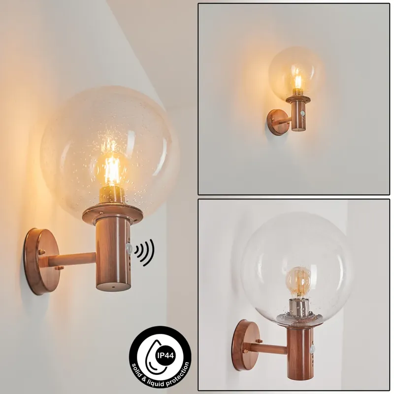 Bubodefo Buiten muurverlichting Bruin, houtlook, 1-licht, Bewegingsmelder Actieprijs