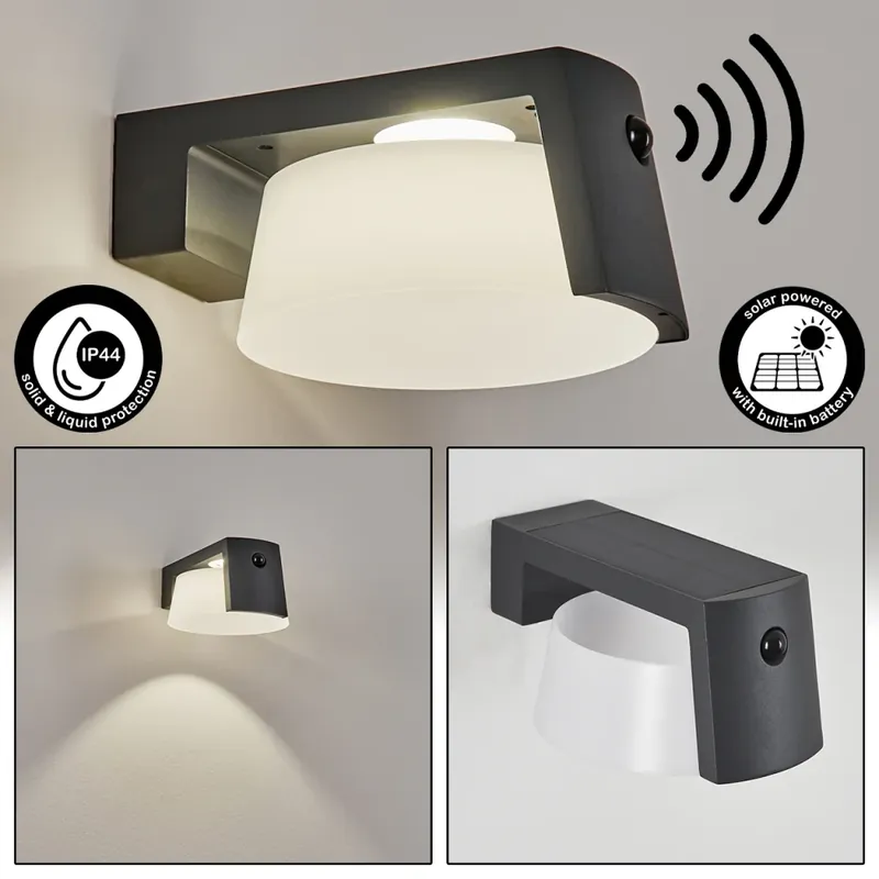 Lafite Solarlamp LED Antraciet, 1-licht, Bewegingsmelder Nieuw Model