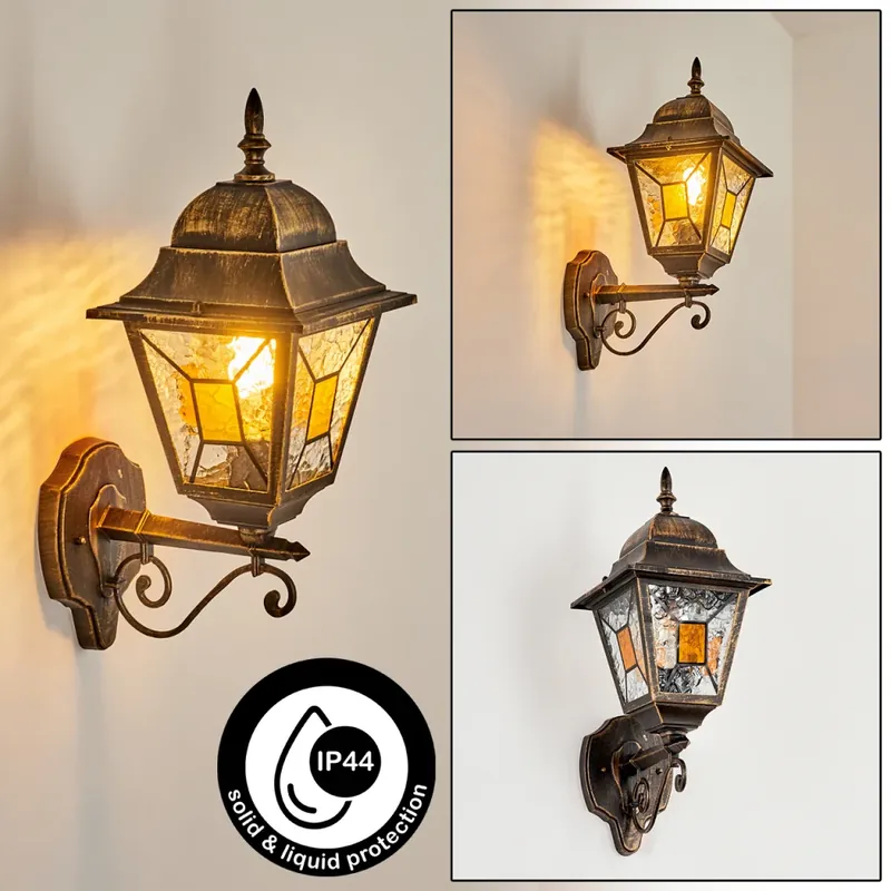 Halla Buiten muurverlichting Antiek, Goud, Zwart, 1-licht Populair