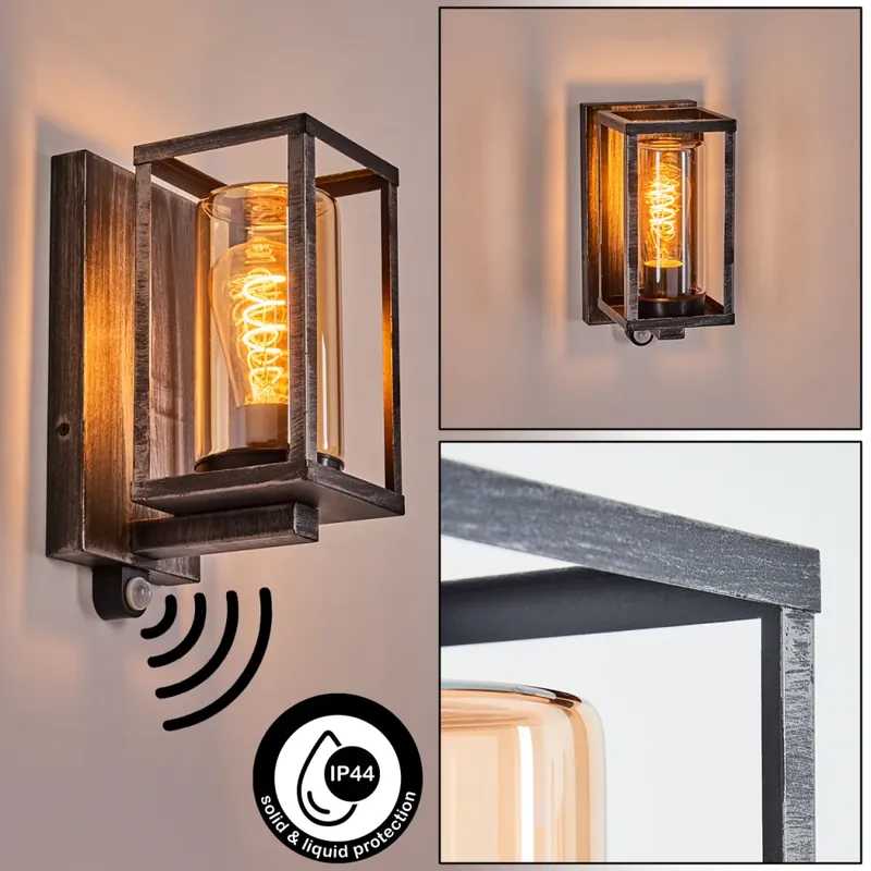 Gecertificeerd Portalis Wandlamp voor buiten Zwart, Zilver, 1-licht, Bewegingsmelder