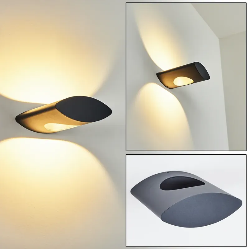 Lémettou Buiten muurverlichting LED Antraciet, Wit, 1-licht Op = Op