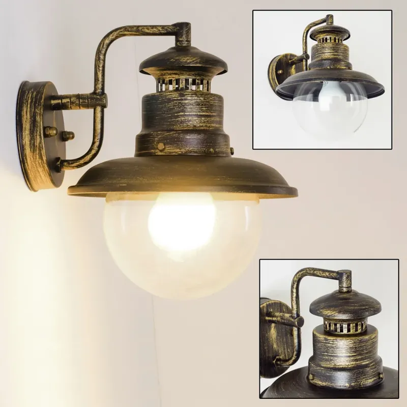 Snelle Levering FOX Buiten muurverlichting Bruin, Goud, Zwart, 1-licht