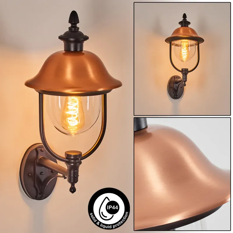 Luxe Gascon Wandlamp voor buiten, Wandlamp Koperkleurig, Zwart, 1-licht
