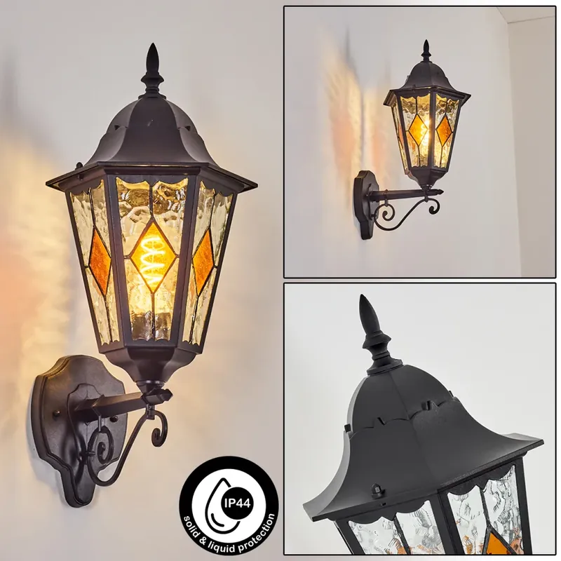 Laatste Versie Hongkong Wandlamp voor buiten, Wandlamp Zwart, 1-licht
