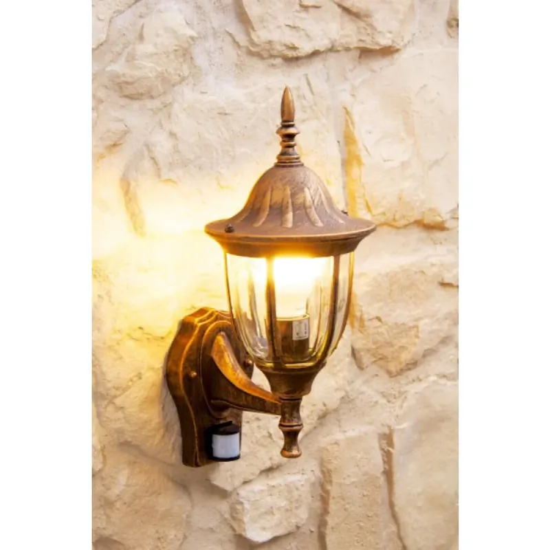 Betrouwbaar Ribadeo Buiten muurverlichting Bruin, Goud, 1-licht, Bewegingsmelder