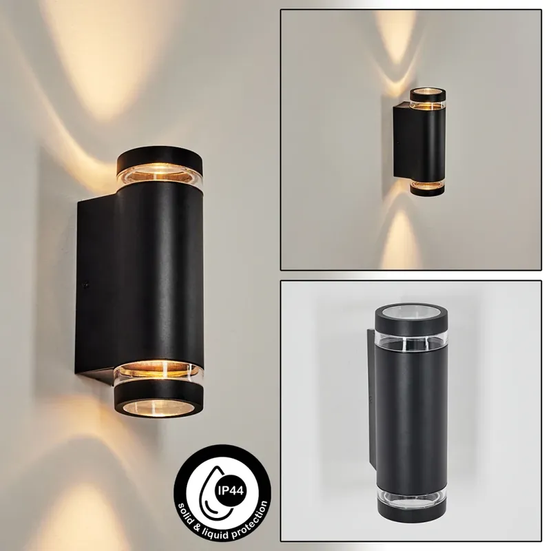 Tagish Wandlamp voor buiten, Licht omhoog & omlaag Zwart, 2-lichts Bestel Nu