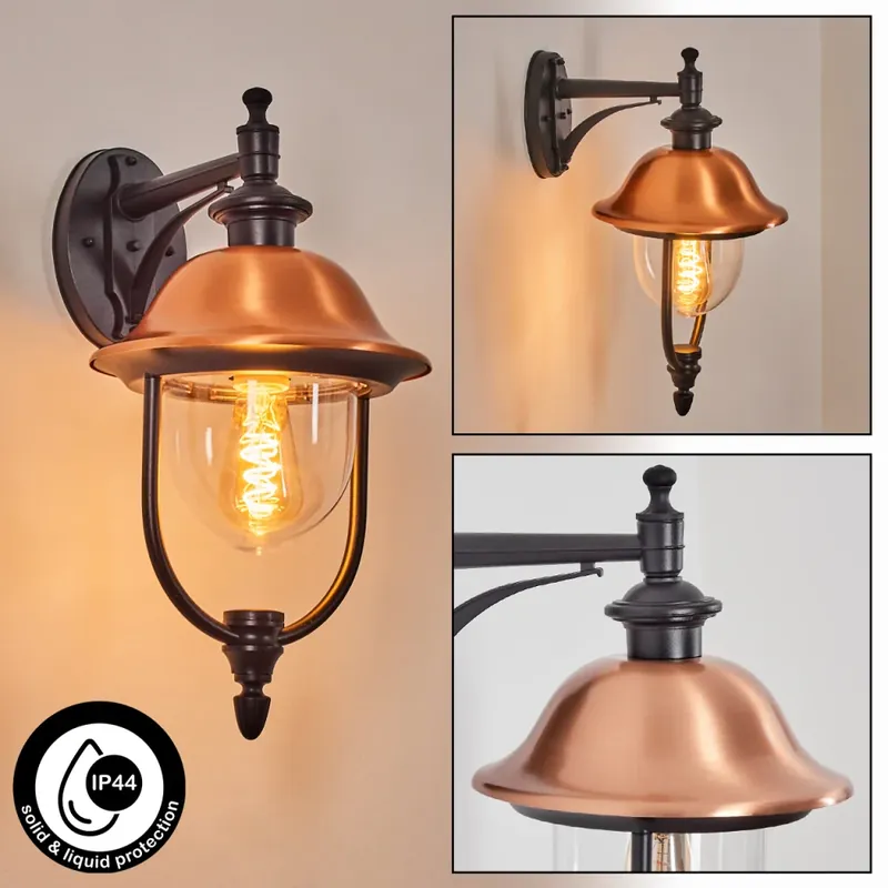 Gascon Wandlamp voor buiten, Wandlamp Koperkleurig, Zwart, 1-licht Direct Beschikbaar