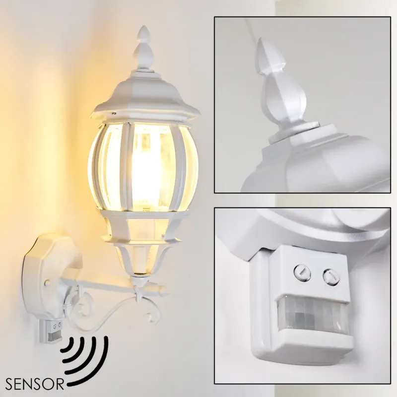 Lentua Buiten muurverlichting Wit, 1-licht, Bewegingsmelder Authentiek