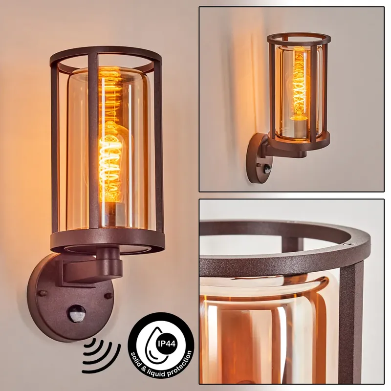 Veilige Betaling Martinha Wandlamp voor buiten Roest, 1-licht, Bewegingsmelder