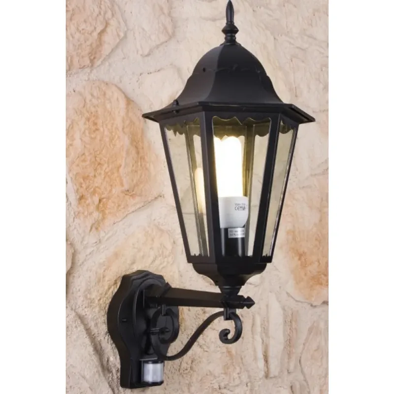 Lutec BRISTOL Buiten muurverlichting Zwart, Transparant, Helder, 1-licht, Bewegingsmelder Goedkoop