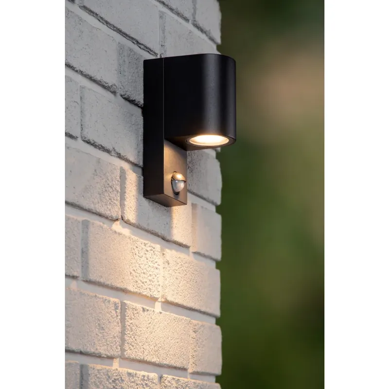 Tijdelijk Beschikbaar Lucide IR Wandlamp voor buiten Zwart, 1-licht, Bewegingsmelder