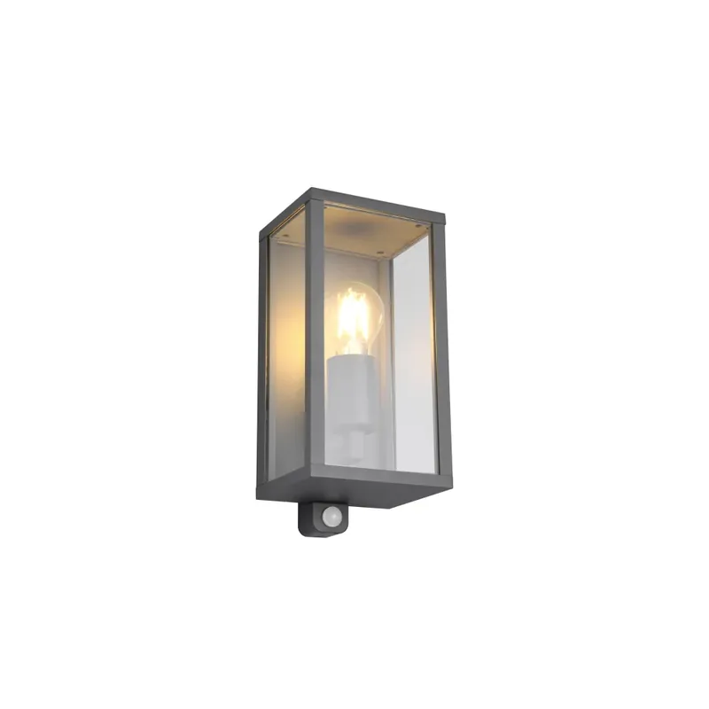 Geld-Terug-Garantie Trio GARONNE Muurlamp Antraciet, 1-licht, Bewegingsmelder