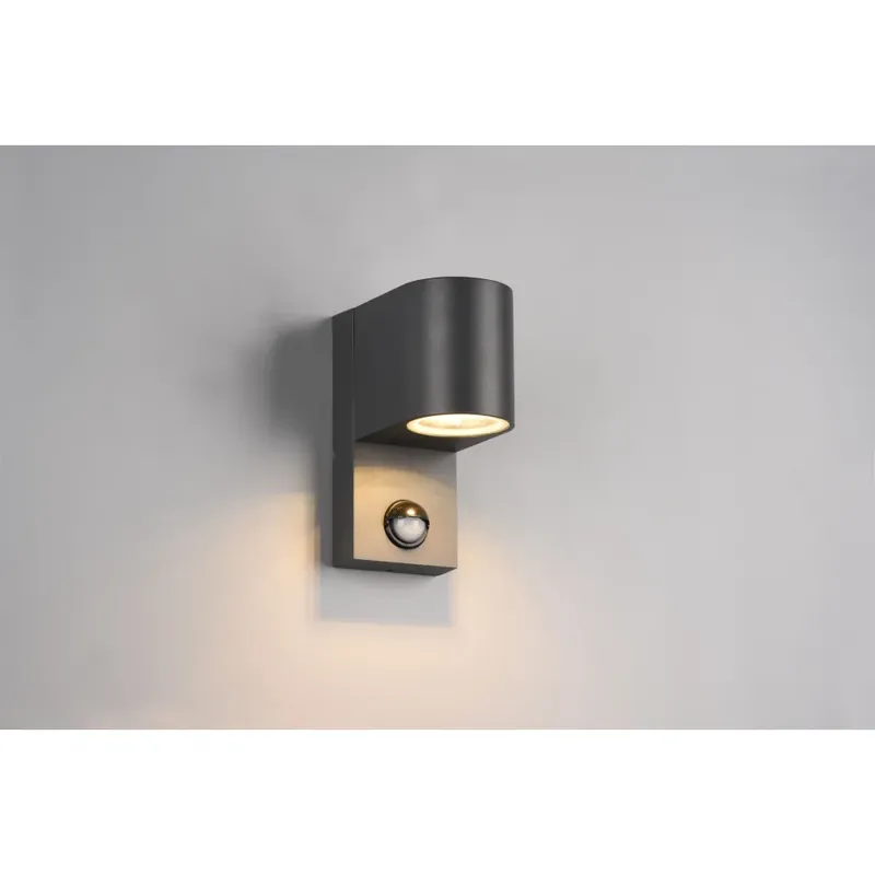 Nieuwe Collectie Trio Roya Buiten muurverlichting Antraciet, 1-licht, Bewegingsmelder