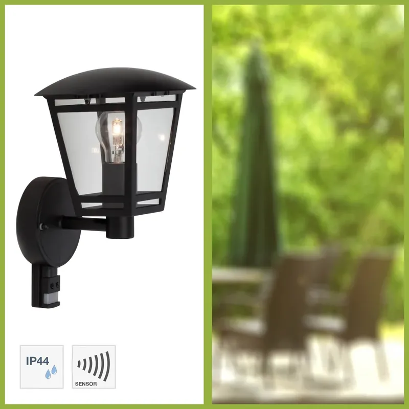 Brilliant Riley Buiten muurverlichting Zwart, 1-licht, Bewegingsmelder Exclusieve Aanbieding