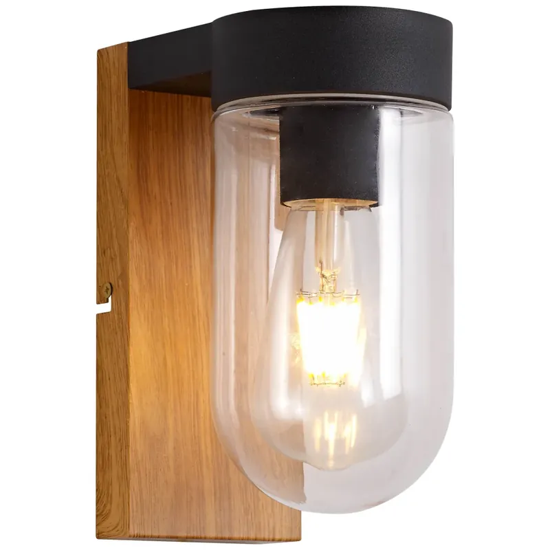 Lage Kosten Brilliant Cabar Muurlamp Hout donker, Zwart, 1-licht