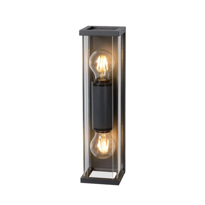 Lucide CLAIRE MINI Buiten muurverlichting Zwart, 2-lichts Op = Op