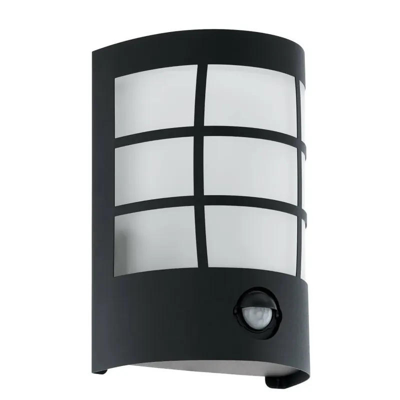 Geld-Terug-Garantie Eglo CERNO Buiten muurverlichting LED Zwart, 1-licht, Bewegingsmelder