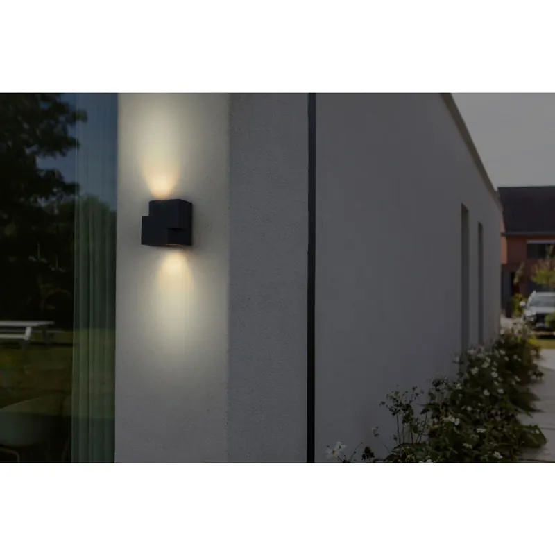 Lutec Marbo Buiten muurverlichting Antraciet, 2-lichts Koop Online