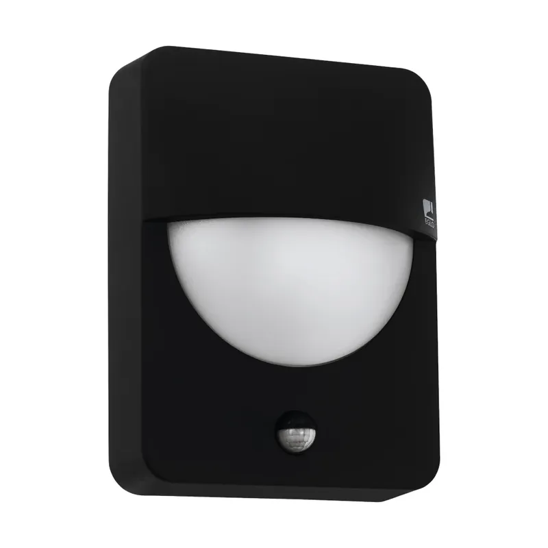 Ambachtelijk Eglo SALVANESCO Muurlamp Zwart, 1-licht, Bewegingsmelder