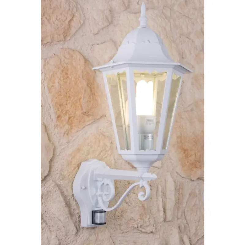 Lutec BRISTOL Buiten muurverlichting Transparant, Helder, Wit, 1-licht, Bewegingsmelder Voordeelprijs