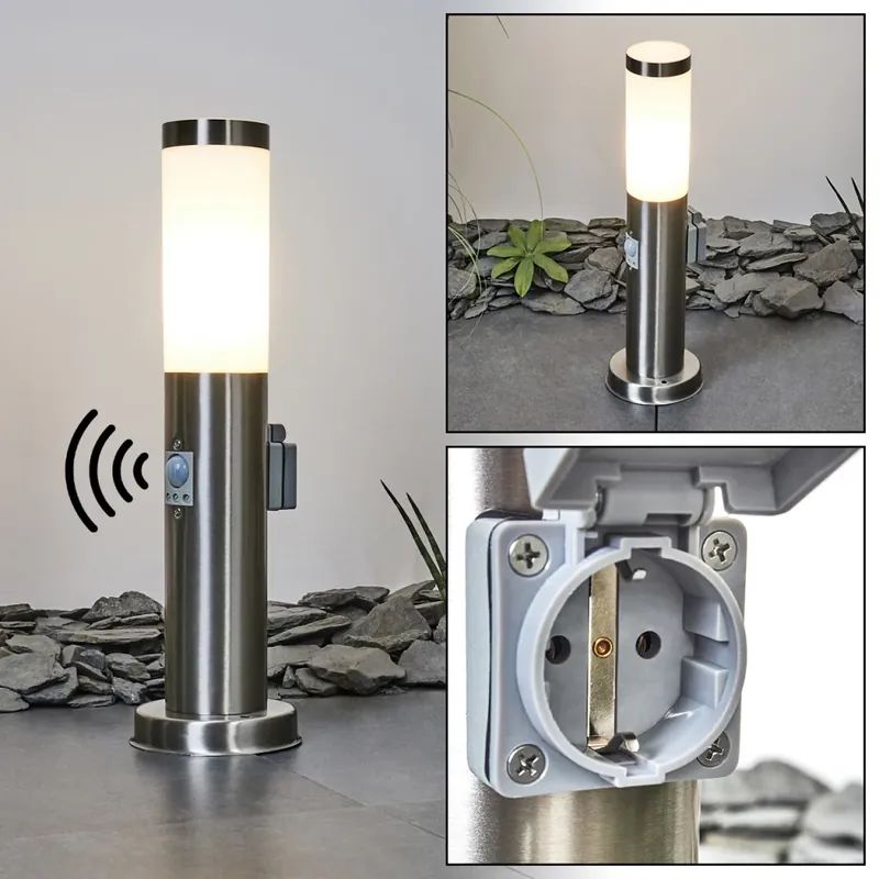 Exclusieve Aanbieding Sessa Padverlichting Nikkel mat, 1-licht, Bewegingsmelder