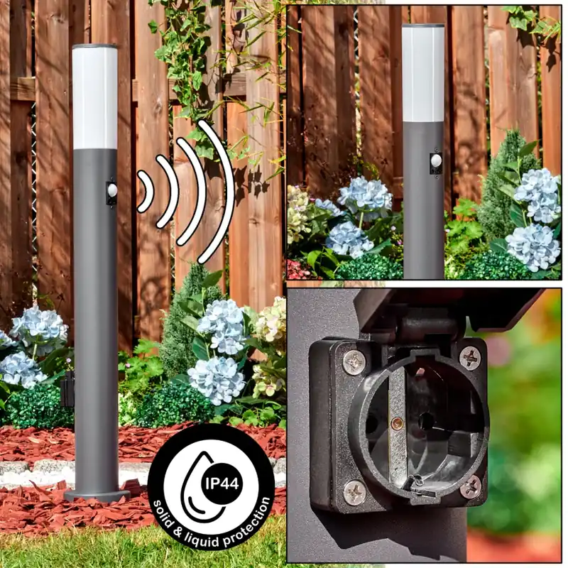 Caserta Stopcontact licht, Pad licht Antraciet, 1-licht, Bewegingsmelder Snelle Levering
