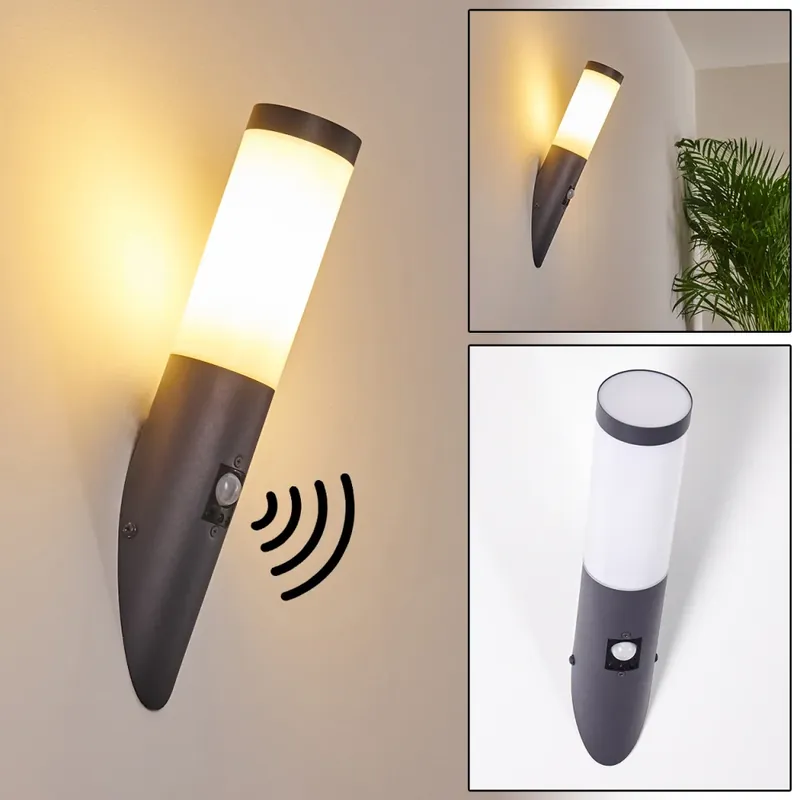 Gaborone Buiten muurverlichting Antraciet, 1-licht, Bewegingsmelder Tijdelijk Beschikbaar
